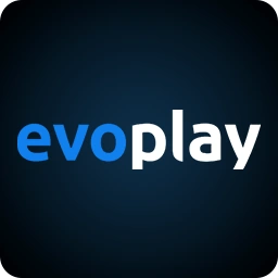 โลโก้ evoplay ตัวอักษรสีฟ้า