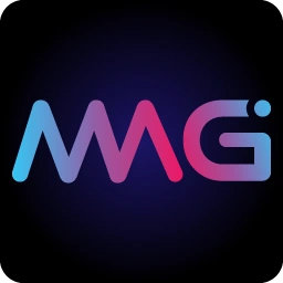 โลโก้ตัวอักษร MG ไล่สีม่วงชมพู